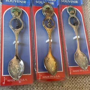 Gold and Silver Souvenir Spoons Set Vintage